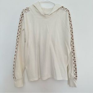 White Embroidered Pullover Hoodie